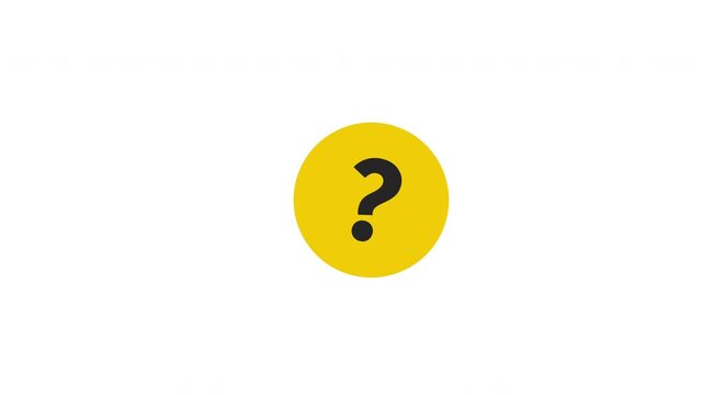 Yellow round circle question mark FAQ help symbol animation video