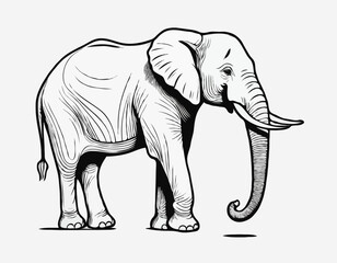 Fototapeta premium Intricate Elephant Line Drawing