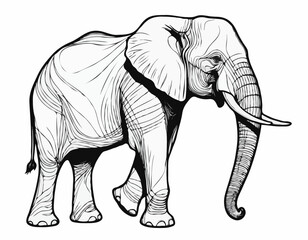 Fototapeta premium Intricate Elephant Line Drawing