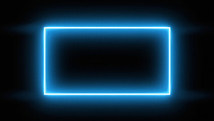 Glowing blue neon rectangle border on dark background, modern abstract technology design