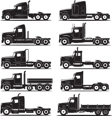 black truck silhouettes on white background