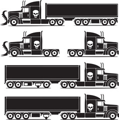 black trucks with skulls on the side view  semi trucks with skulls