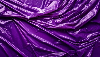wrinkled purple plastic texture background abstract shiny crumpled polyethylene surface vibrant violet color crinkled material pattern for design