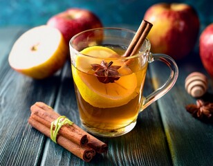 hot spiced apple cider toddy with lemon honey and cinnamon stick in glass warming beverages for seasonal comfort