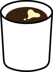 Hot black coffee in white cup