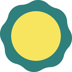 Yellow circle emblem with wavy border