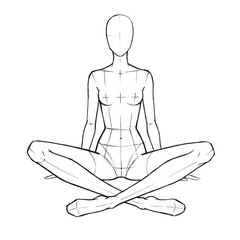 Female Fashion Croquis Sitting Cross-Legged Front View