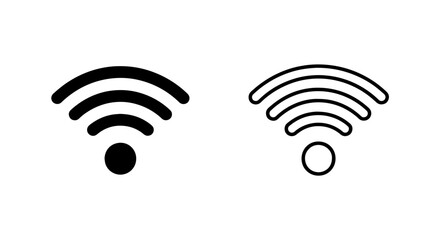 Wifi Signal Strength Icons: Solid Black and Outline Variations