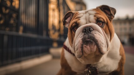 Obraz premium Charming Bulldog Posing in Urban Setting