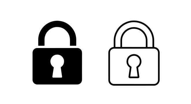 Padlock icon in solid black and outline, representing security, privacy, and access control