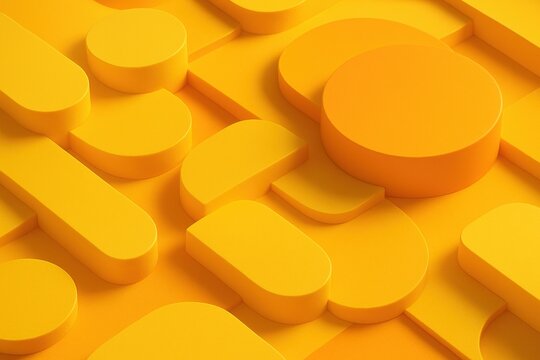 Monochromatic yellow abstract background with geometric shapes. Suitable for website design, backgrounds, posters, presentations, and product mockups, creating a bold, modern aesthetic.