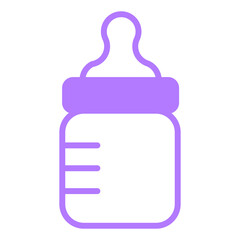 Obraz premium Purple baby bottle line icon, Nursing bottle for infant illustration, Baby feeding equipment symbol, Newborn childcare and maternity concept, Pediatric nutrition and milk bottle flat design