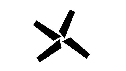 Abstract black starburst shape with sharp edges on white background