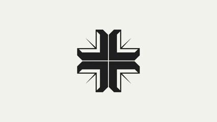 Fototapeta premium Abstract Geometric Cross Symbol with Sharp Edges on Light Background