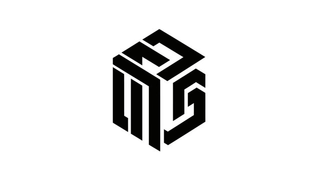 Abstract Geometric Logo Design, Hexagonal Cube Shape, Modern Monogram Symbol