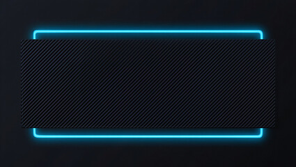 Dark carbon fiber panel with vibrant blue neon light frame