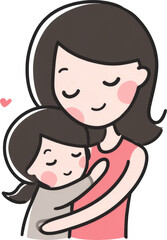 Heartwarming Illustration of a Mother Embracing Her Child with Love and Affection