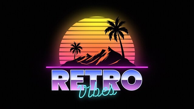 Neon Glow Retro Subset Gradient Mountain Title Intro