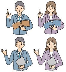 説明するビジネスマンとビジネスウーマン