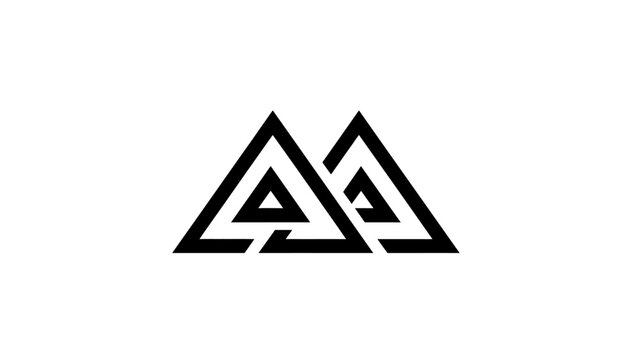 Geometric Abstract Symbol of Interlocking Triangles, Minimalist Logo Design