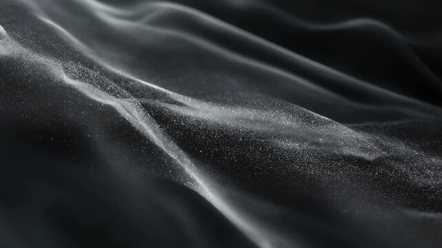 Abstract platinum dust wave rippling soft dark fabric texture fluid motion futuristic cinematic surreal ethereal ambience cascading softly glowing abstract unique style