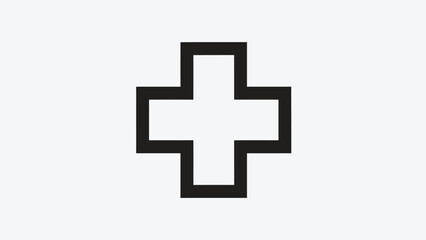 Obraz premium Minimalist Plus Sign Icon, Geometric Medical Symbol, Simple Healthcare Graphic
