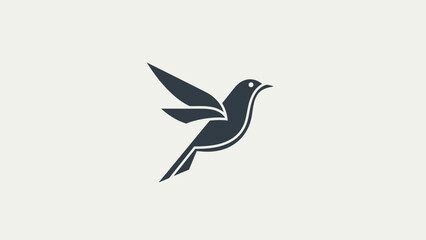 Minimalist Silhouette of a Hummingbird in Flight, Clean Design