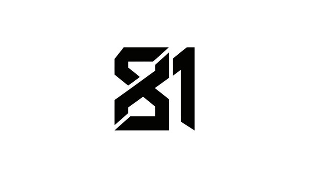 Modern Black Number 81 Logo Design, Bold Geometric Shape, Graphic Symbol