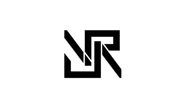 Modern Monogram NR Logo Design, Abstract Geometric Lettermark, Minimalist Black and White Icon