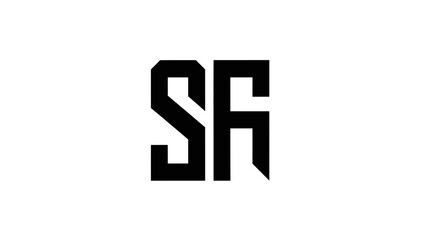 Obraz premium Monogram SF Logo, Modern Geometric Design, Black and White