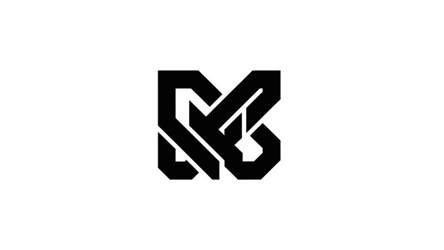 Monogram MK Logo, Interlocking Letters, Modern Geometric Design, Black and White