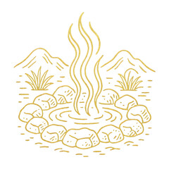 Obraz premium PNG Minimalist campfire line art