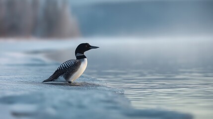 Fototapeta premium Loon by the Calm Water's Edge