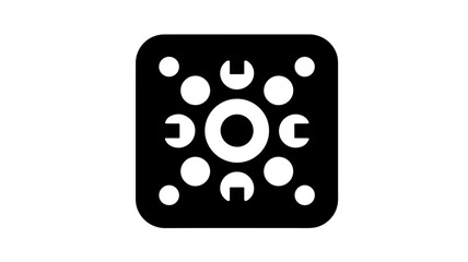 Flat black glyph icon of fuel cell anode plate on white background for energy concepts