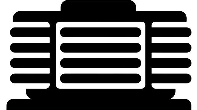 Flat black glyph icon of hydrogen fuel cell stack for energy and technology concepts
