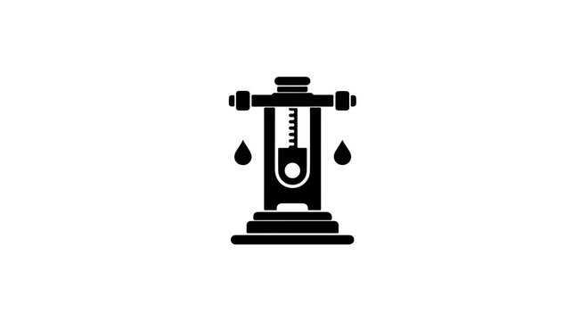 Viscometer lab tool icon black glyph symbol on white background measuring fluid viscosity with dripping liquid