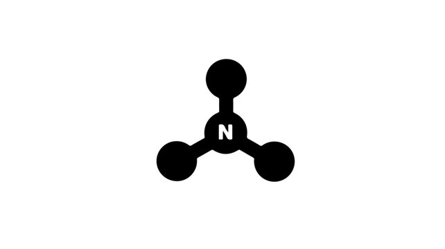 Ammonia molecule nh3 chemical structure icon black glyph on white background scientific symbol for nitrogen compound simple design chemistry illustration
