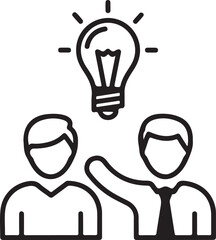 Two individuals with a lightbulb above their heads representing an idea or inspiration isolated on white background, illustration