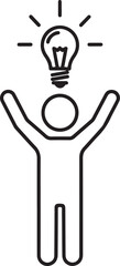 Person holding a lightbulb symbolizing an idea or inspiration isolated on white background, illustration