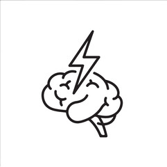 A stylized illustration of a brain with a lightning bolt, symbolizing a moment of insight or inspiration. isolated on white background, illustration
