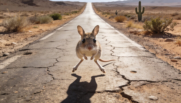 Jerboa on Cracked Desert Highway