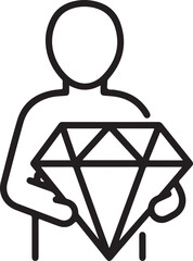 A person holding a large diamond gemstone in their hands isolated on white background, illustration