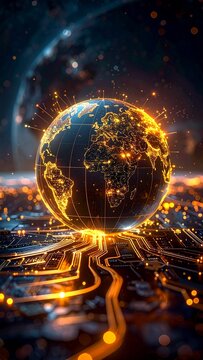 Global Network Communication High Tech Connectivity Futuristic World Internet Connection Digital Earth System Concept.