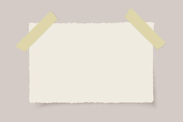 Vector realistic torn paper with shadow and adhesive tape on transparent background.