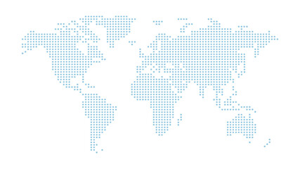 Flat Blue Square Dotted World Map - Minimalist Digital Data Network Concept © Ahmed