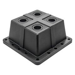 Obraz premium Heavy-duty rubber stabilizer block with four recess holes, isolated on transparent background.