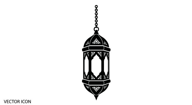 Islamic lantern icon hanging from a chain with intricate design.