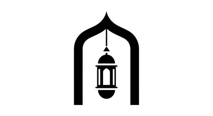 Obraz premium Islamic lantern hanging from an archway symbolizing spirituality and cultural heritage.