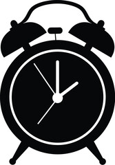Alarm clock silhouette illustration on white, time, wake, morning, daily, routine, schedule, reminder, symbol, object, still, life, graphic, design