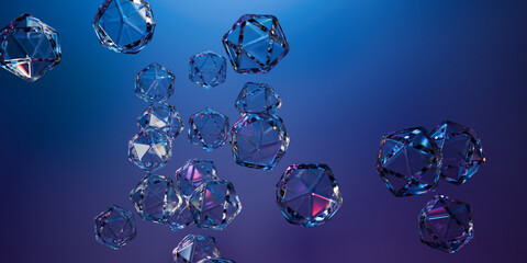 Cyber garnets closeup made of dispersion glass and liquid acrylic vibrant glow on black backdrop cinematic tech background design cover art music visuals 3d rendering © IM_VISUALS